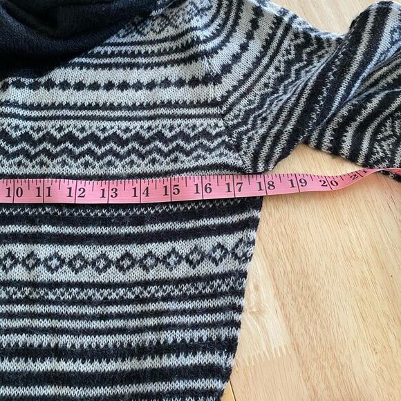 𝅺Zara Knit Fair Isle Sweater Dress Medium Long Sleeve Cowl Neck - Picture 6 of 7